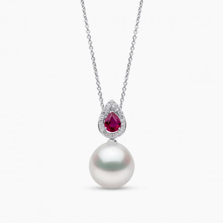 Ophelia 18K Gold South Sea Pearl Ruby Diamond Pendant