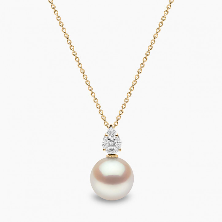 Starlight 18K Gold South Sea Pearl and Diamond Prism Pendant