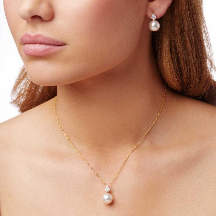 Starlight 18K Gold South Sea Pearl and Diamond Prism Pendant