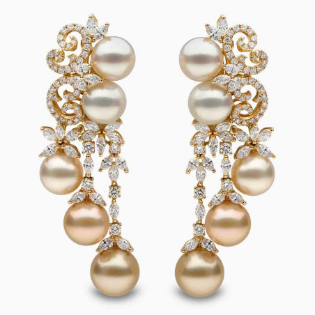 Ombré 18K Gold South Sea Mix Pearl and Diamond Earrings