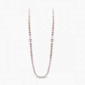 Ombré 18K Gold Akoya & Pink Freshwater Pearl and Diamond Necklace