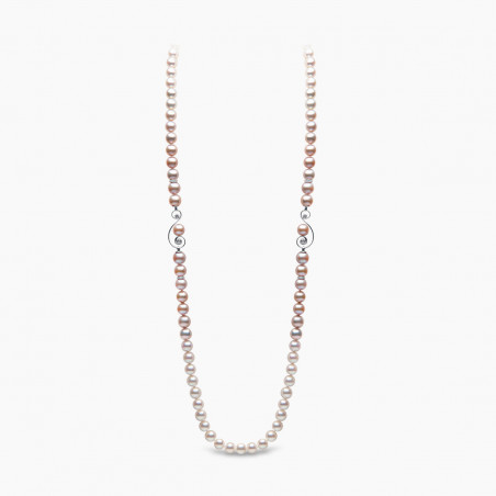 Ombré 18K Gold Akoya & Pink Freshwater Pearl and Diamond Necklace