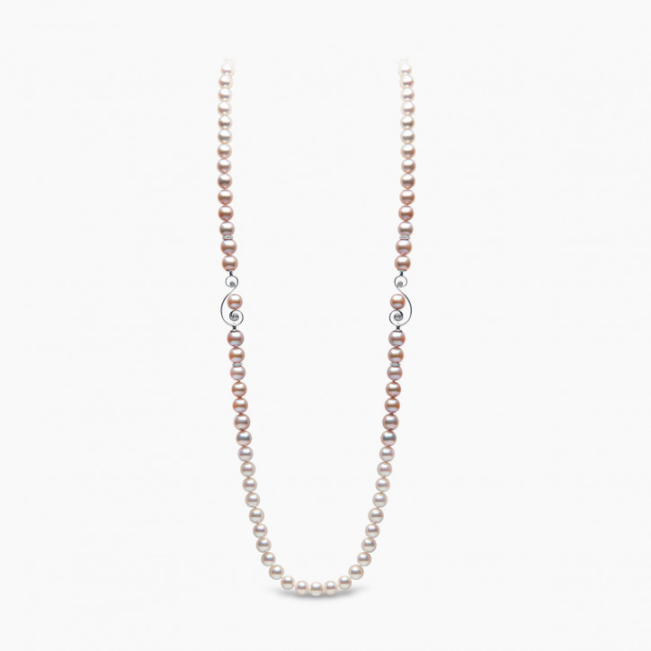 Ombré 18K Gold Akoya & Pink Freshwater Pearl and Diamond Necklace