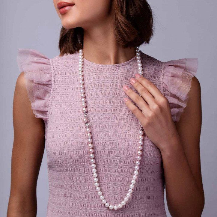 Ombré 18K Gold Akoya & Pink Freshwater Pearl and Diamond Necklace