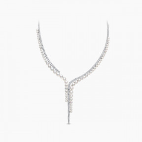 Raindrop 18K Gold Akoya Pearl and Diamond Cascade Necklace