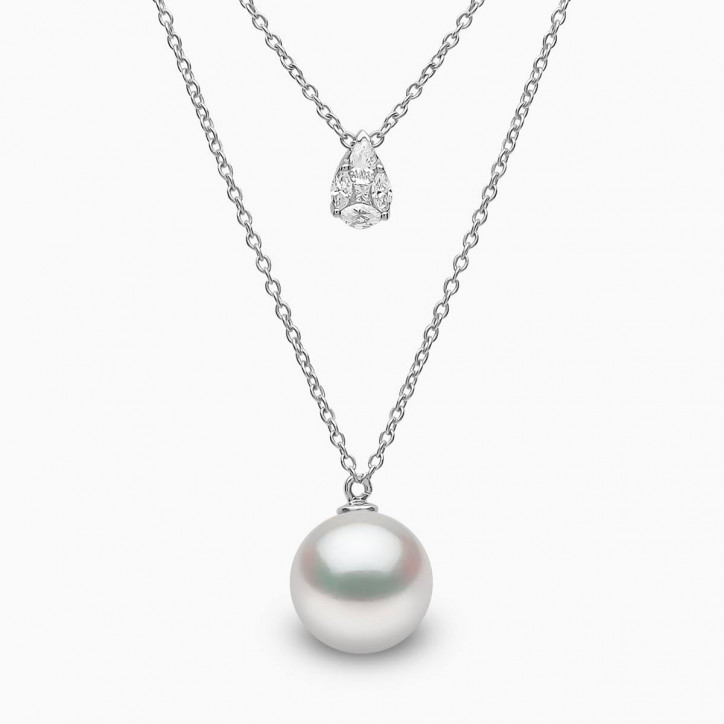 Starlight 18K Gold South Sea Pearl and Suspended Diamond Necklace