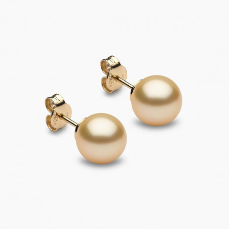 Classic 18K Gold Golden South Sea Pearl Stud Earrings