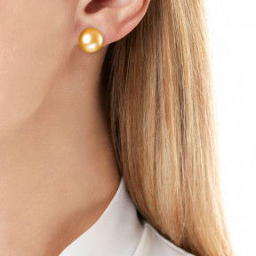 Classic 18K Gold Golden South Sea Pearl Stud Earrings