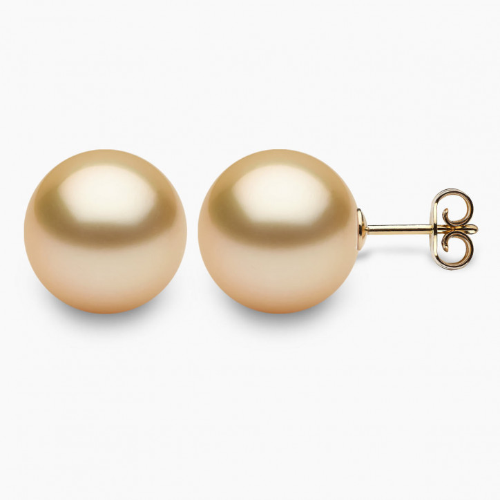 Classic 18K Gold Golden South Sea Pearl Stud Earrings