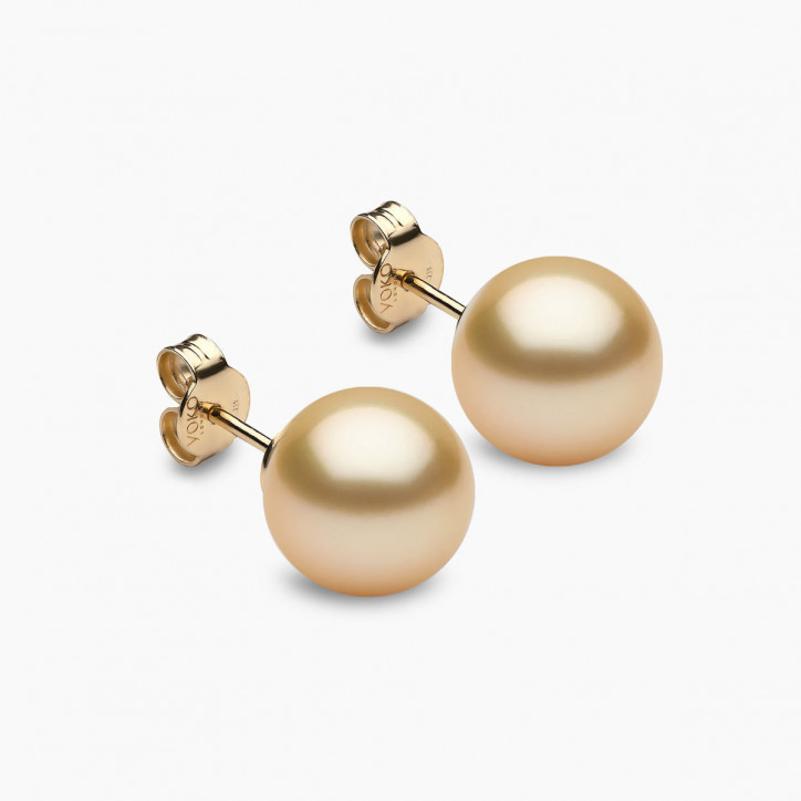 Classic 18K Gold Golden South Sea Pearl Stud Earrings