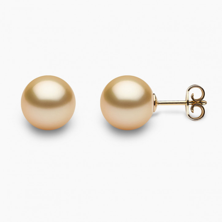 Classic 18K Gold Golden South Sea Pearl Stud Earrings