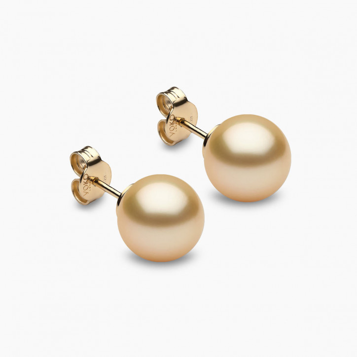 Classic 18K Gold Golden South Sea Pearl Stud Earrings