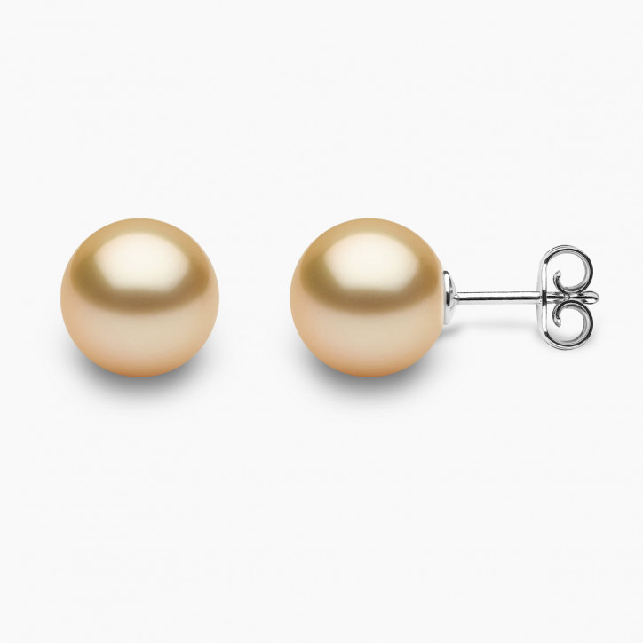 Classic 18K Gold Golden South Sea Pearl Stud Earrings