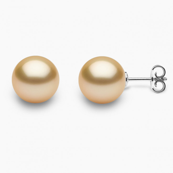 Classic 18K Gold Golden South Sea Pearl Stud Earrings