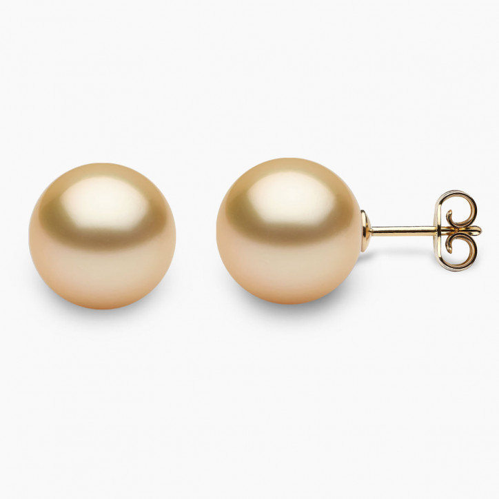 Classic 18K Gold Golden South Sea Pearl Stud Earrings