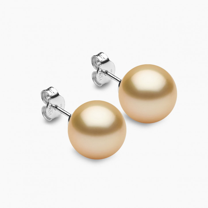 Classic 18K Gold Golden South Sea Pearl Stud Earrings