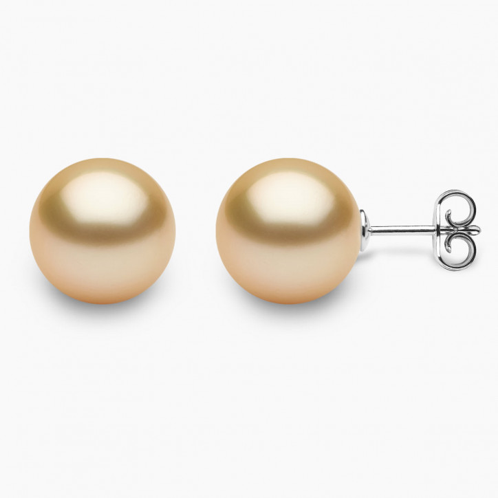 Classic 18K Gold Golden South Sea Pearl Stud Earrings