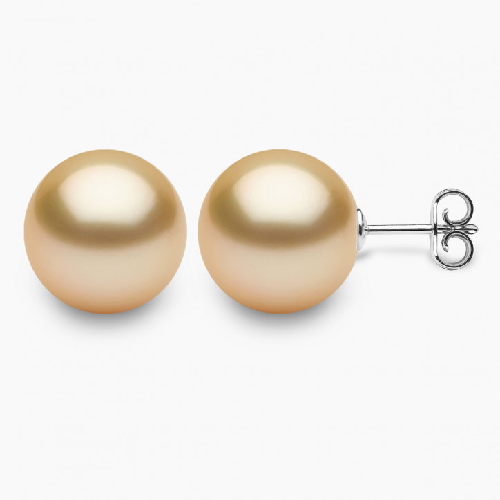 Classic 18K Gold Golden South Sea Pearl Stud Earrings