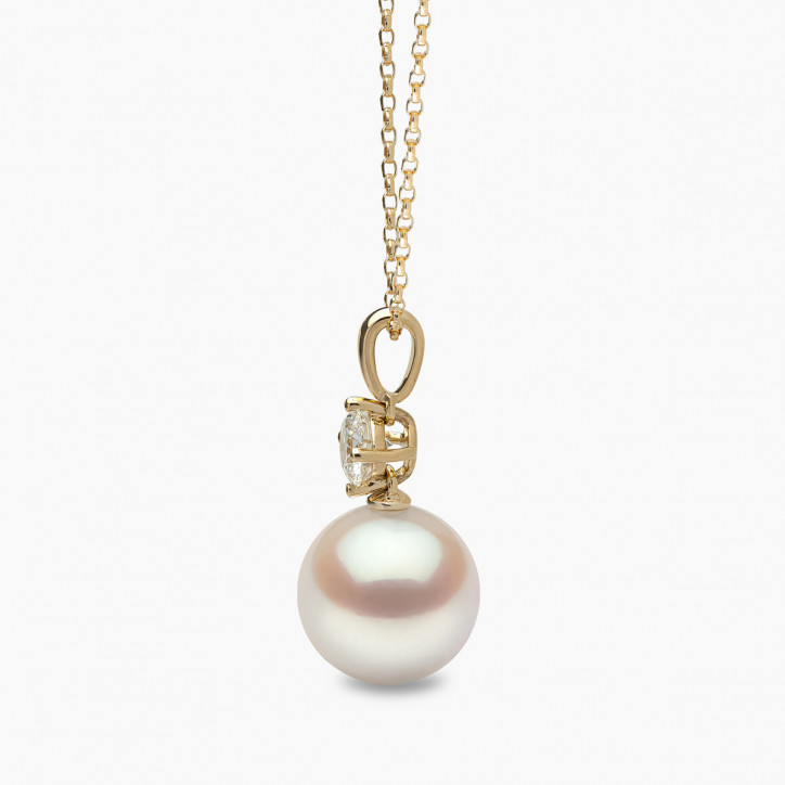 Classic 18K Gold South Sea Pearl and 0.50ct Diamond Pendant