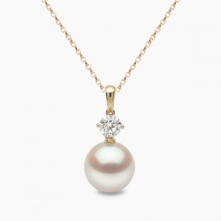 Classic 18K Gold South Sea Pearl and 0.50ct Diamond Pendant