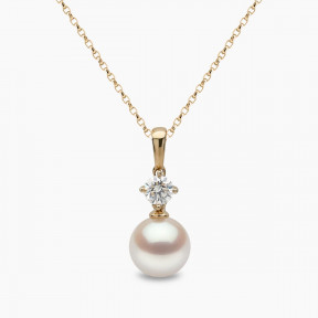 Classic 18K Gold Akoya Pearl and 0.30ct Diamond Pendant