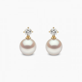 Classic 18K Gold Akoya Pearl and 0.50ct Diamond Earrings