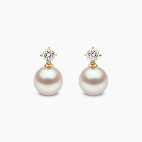 Classic 18K Gold Akoya Pearl and 0.50ct Diamond Earrings