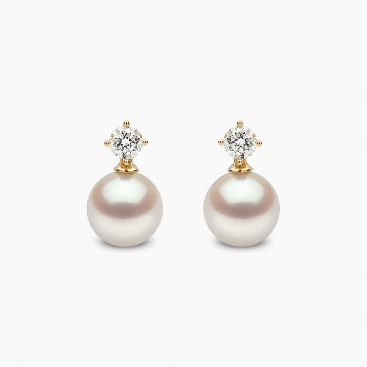 Classic 18K Gold Akoya Pearl and 0.50ct Diamond Earrings