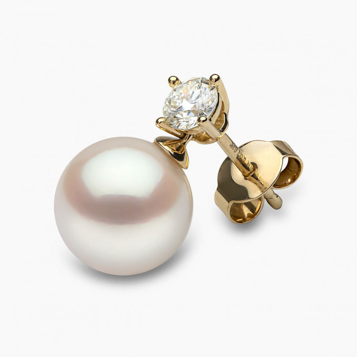 Classic 18K Gold Akoya Pearl and 0.50ct Diamond Earrings