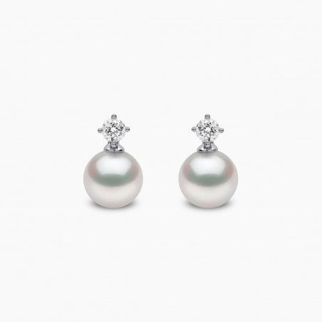 Classic 18K Gold Akoya Pearl and 0.30ct Diamond Earrings