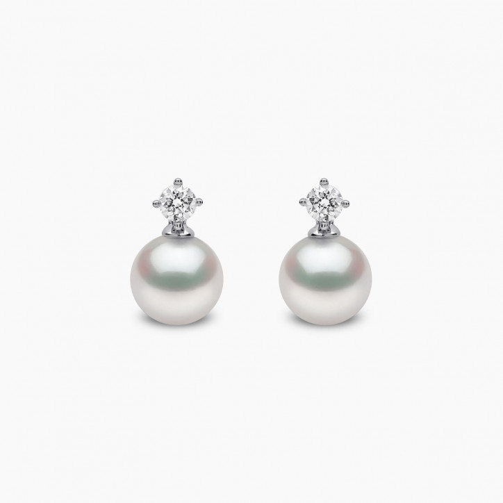 Classic 18K Gold Akoya Pearl and 0.30ct Diamond Earrings