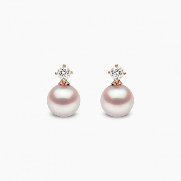 Classic 18K Gold Akoya Pearl and 0.30ct Diamond Earrings