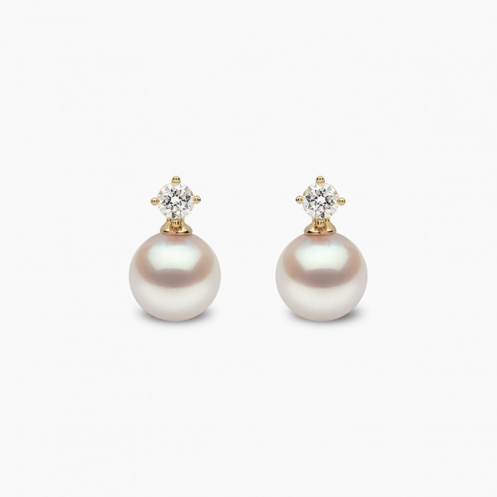 Classic 18K Gold Akoya Pearl and 0.30ct Diamond Earrings