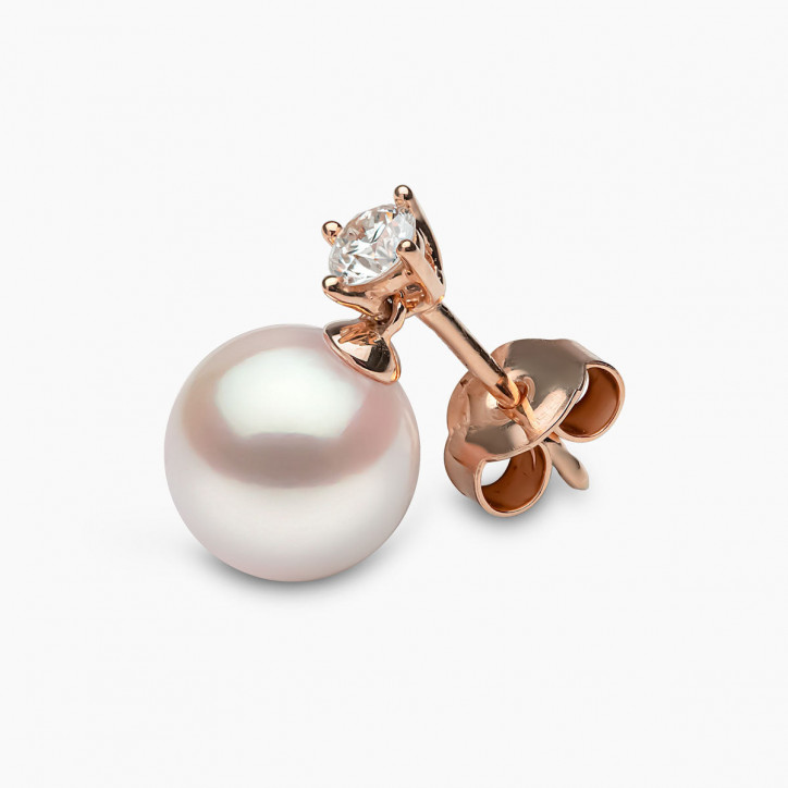 Classic 18K Gold Akoya Pearl and 0.30ct Diamond Earrings