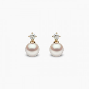 Classic 18K Gold Akoya Pearl and 0.20ct Diamond Earrings