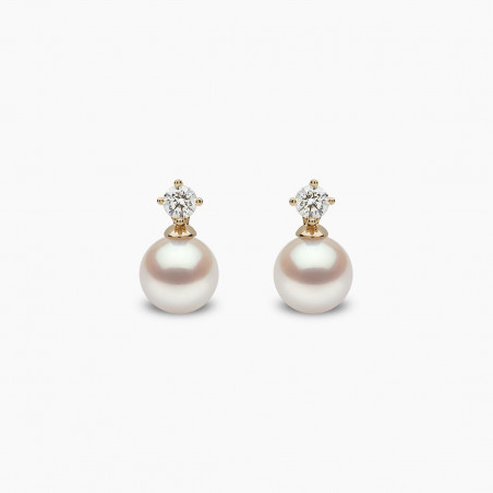 Classic 18K Gold Akoya Pearl and 0.20ct Diamond Earrings