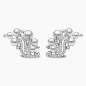 Raindrop 18K Gold Akoya Pearl and Diamond Flow Earrings