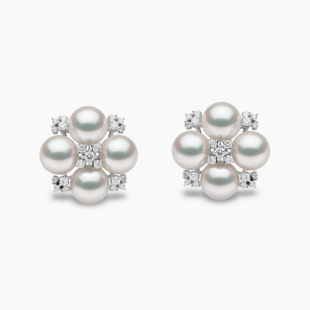 Raindrop 18K Gold Akoya Pearl and Diamond Mini Motif Earrings