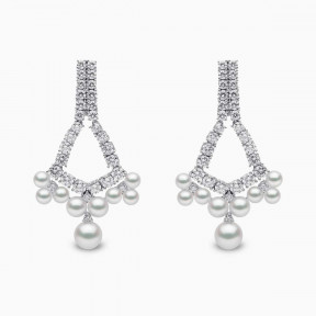 Raindrop 18K Gold Akoya Pearl and Diamond Dewdrop Earrings