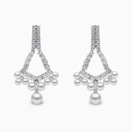 Raindrop 18K Gold Akoya Pearl and Diamond Dewdrop Earrings