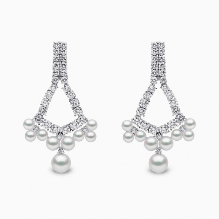 Raindrop 18K Gold Akoya Pearl and Diamond Dewdrop Earrings