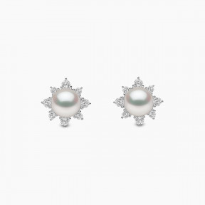 Trend 18K Gold Freshwater Pearl And Diamond Star Stud Earrings