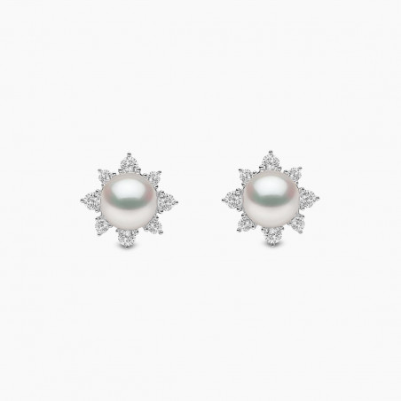 Trend 18K Gold Freshwater Pearl And Diamond Star Stud Earrings