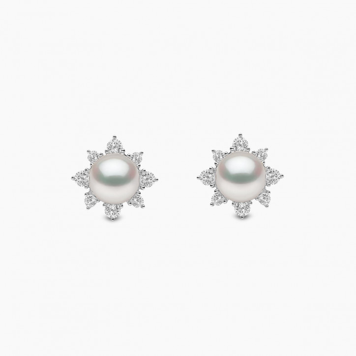 Trend 18K Gold Freshwater Pearl And Diamond Star Stud Earrings