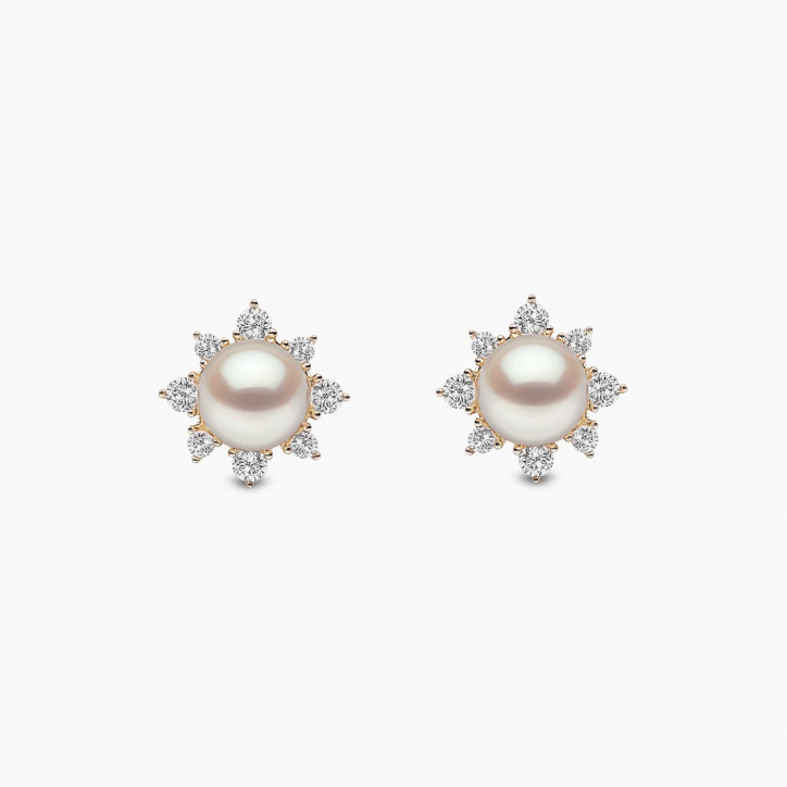 Trend 18K Gold Freshwater Pearl And Diamond Star Stud Earrings