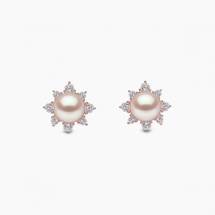 Trend 18K Gold Freshwater Pearl And Diamond Star Stud Earrings