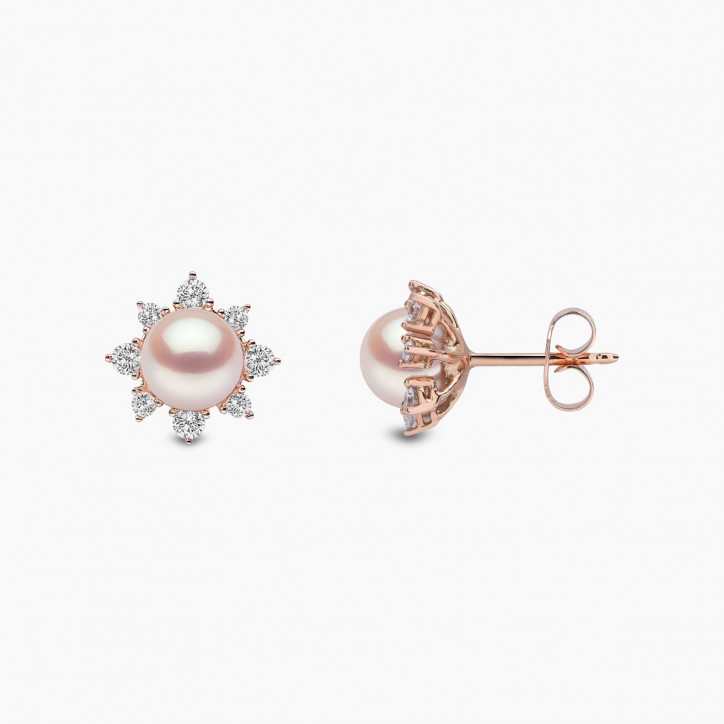 Trend 18K Gold Freshwater Pearl And Diamond Star Stud Earrings