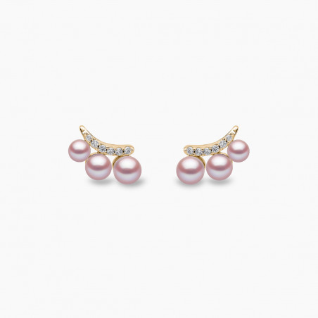 Sleek 18K Gold Pearl and Diamond Mini Stud Earrings