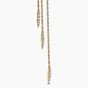 Trend 18K Gold Freshwater Pearl and Diamond Feather Chain Earrings