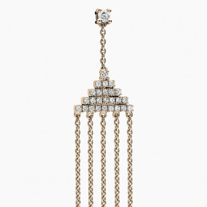 Sleek 18K Gold Pearl and Diamond Geometric Drop Earrings